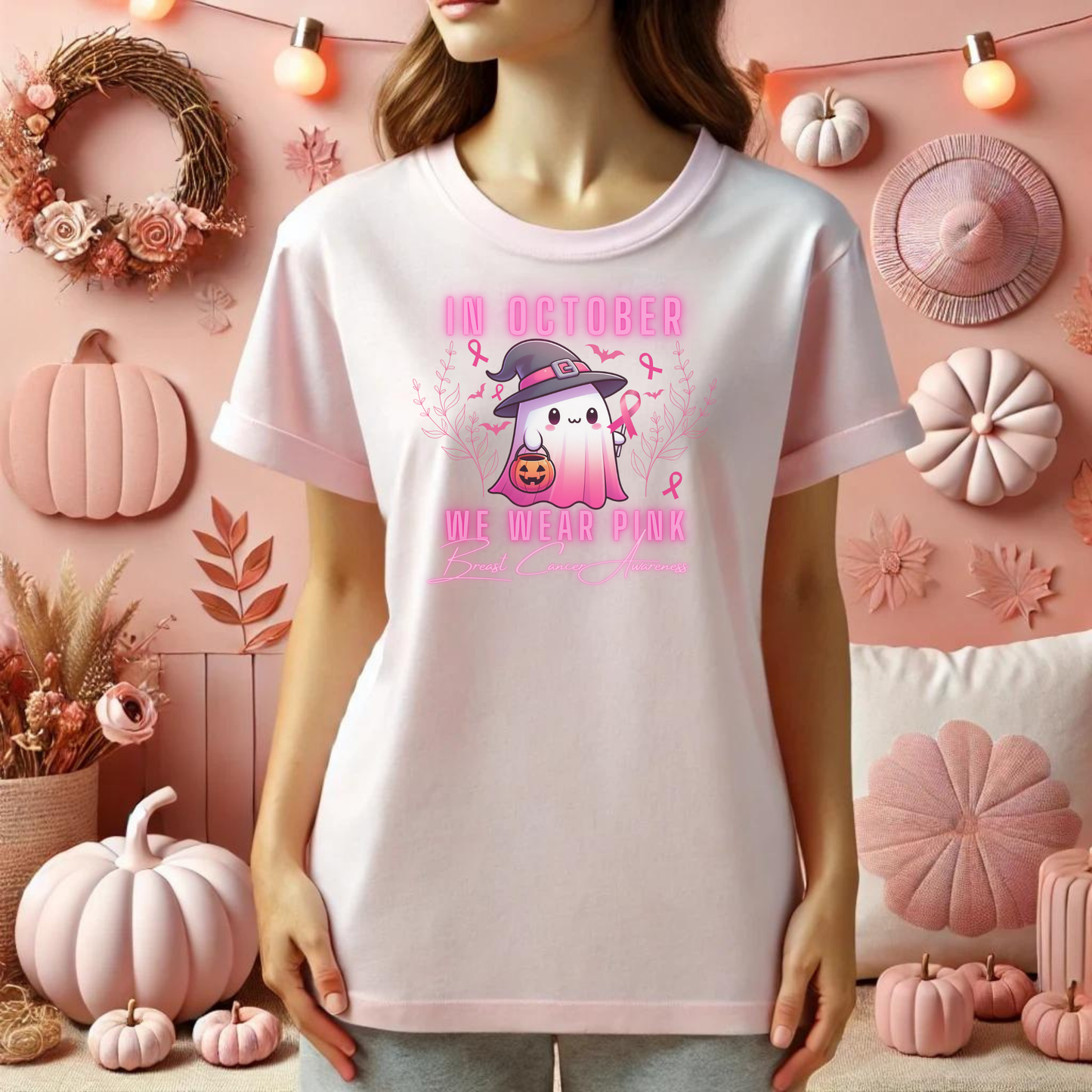 Breast Cancer Awareness Ghost T-Shirt