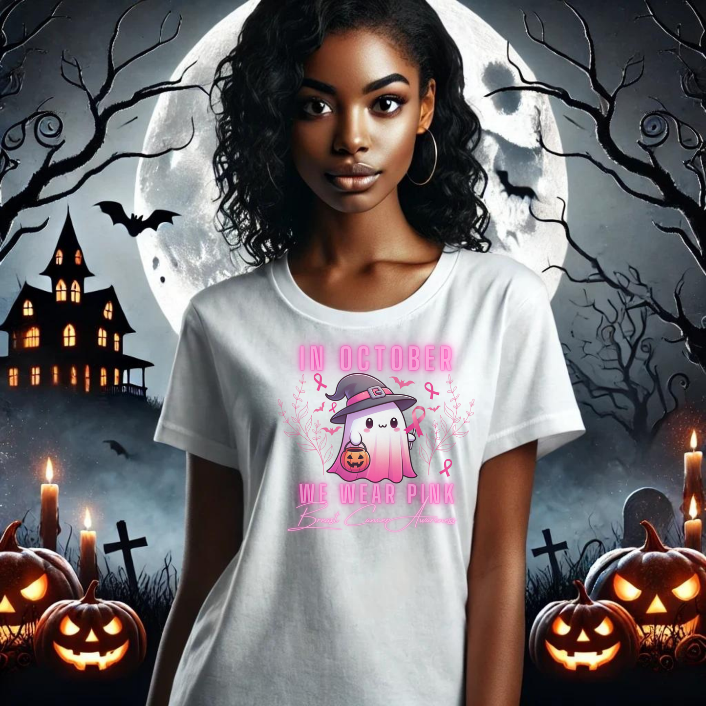 Breast Cancer Awareness Ghost T-Shirt