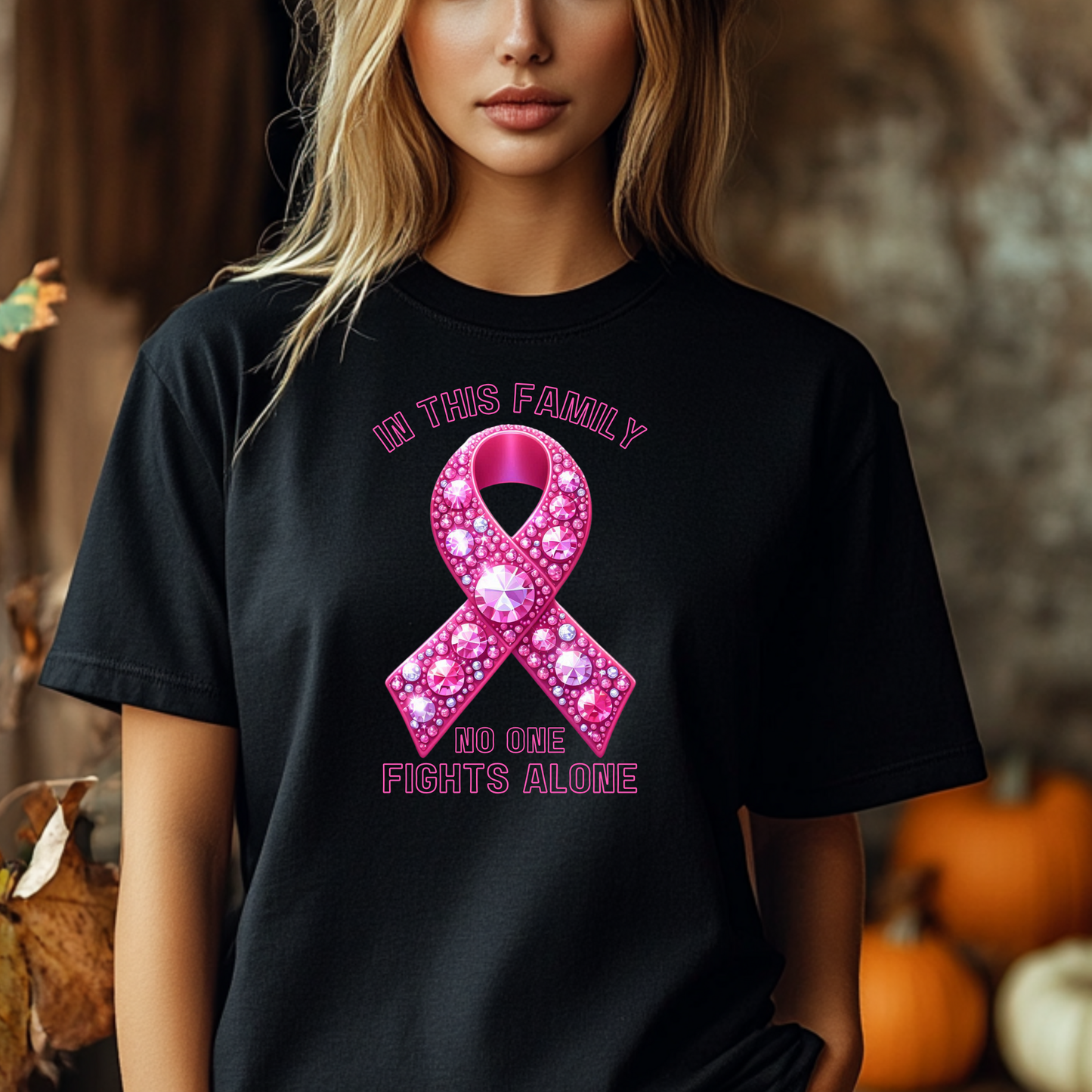 In this family no one fights alone Breast Cancer Awareness T-Shirt