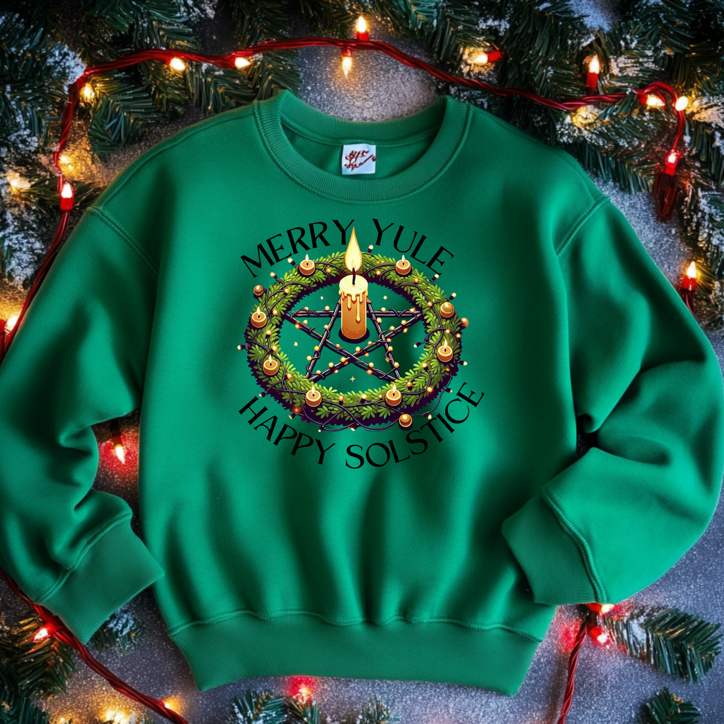 Merry Yule Happy Solstice Crewneck Pullover Sweatshirt