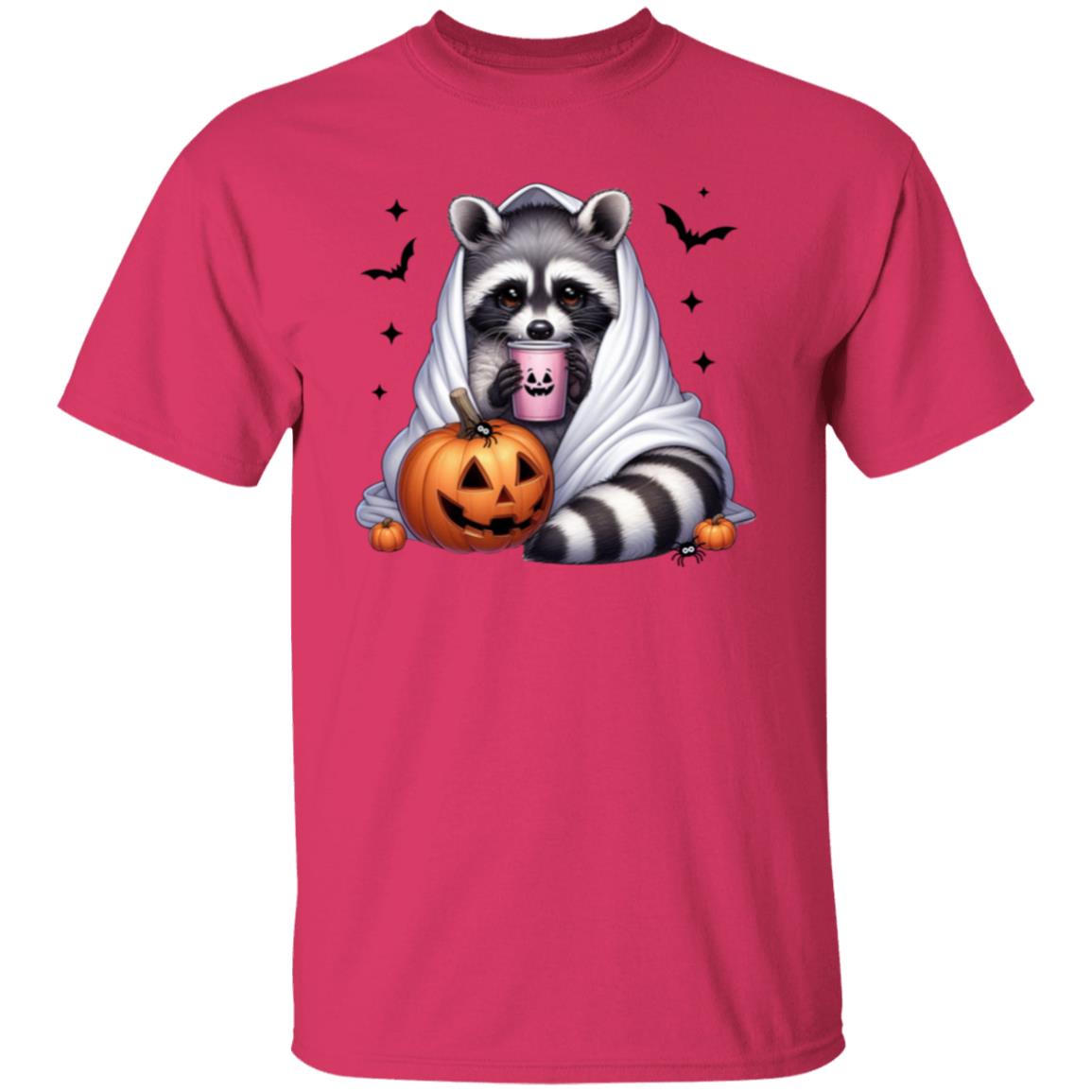 Racoon Cozy Coffee Pumpkin Ghost T-Shirt