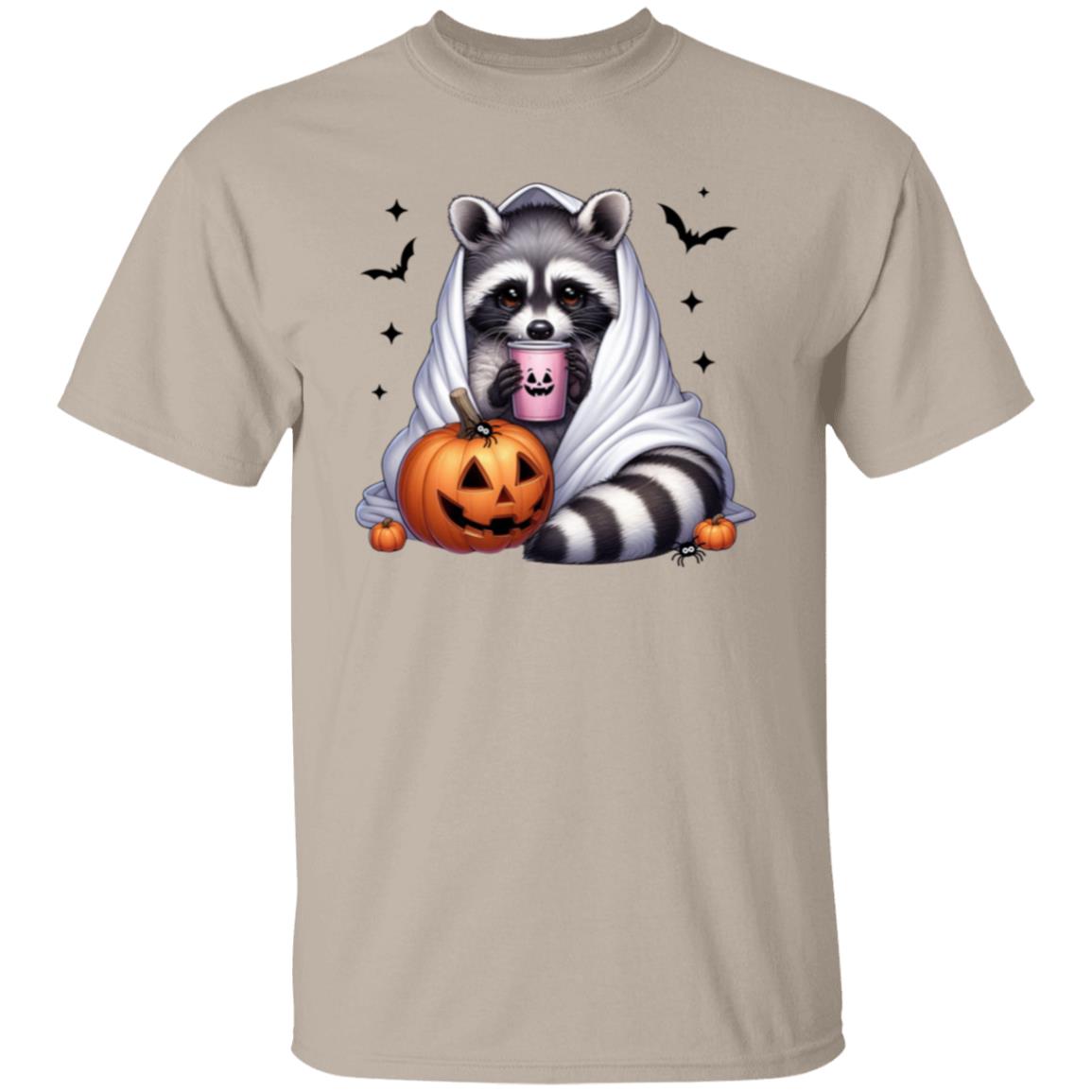 Racoon Cozy Coffee Pumpkin Ghost T-Shirt