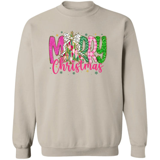 Merry Christmas Coquette Bow Crewneck Pullover Sweatshirt