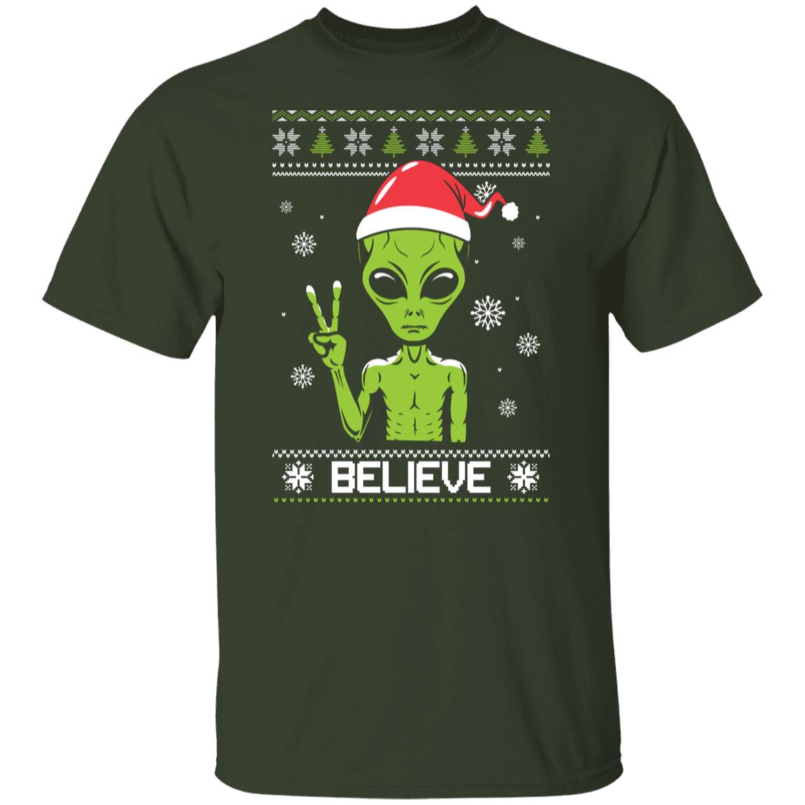 Santa Alien I Believe Ugly Sweater T-Shirt