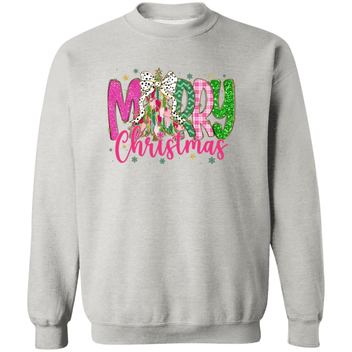 Merry Christmas Coquette Bow Crewneck Pullover Sweatshirt