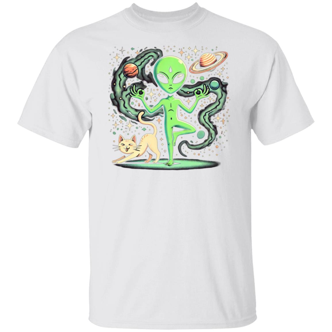 Alien & Cat Yoga Saturn T-Shirt