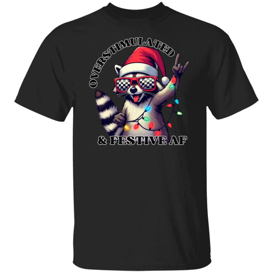 Overstimulated & Festive AF Raccoon Christmas Santa v1 T-Shirt