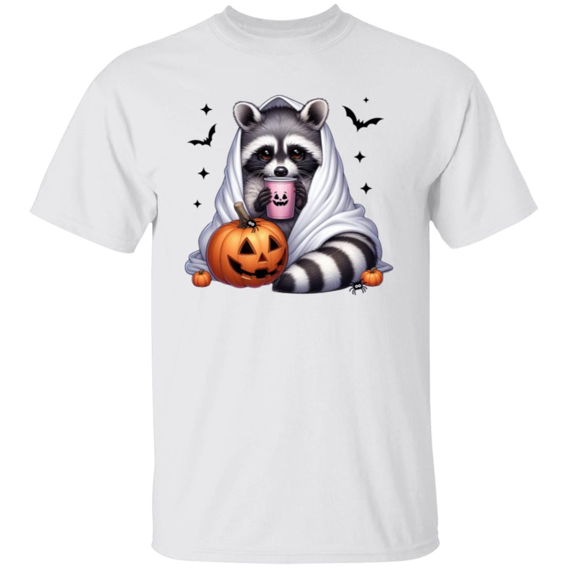 Racoon Cozy Coffee Pumpkin Ghost T-Shirt