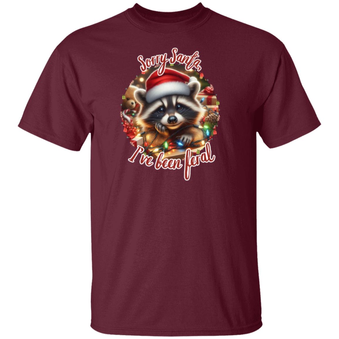 Raccoon Sorry Santa, I've Been Feral Christmas T-Shirt