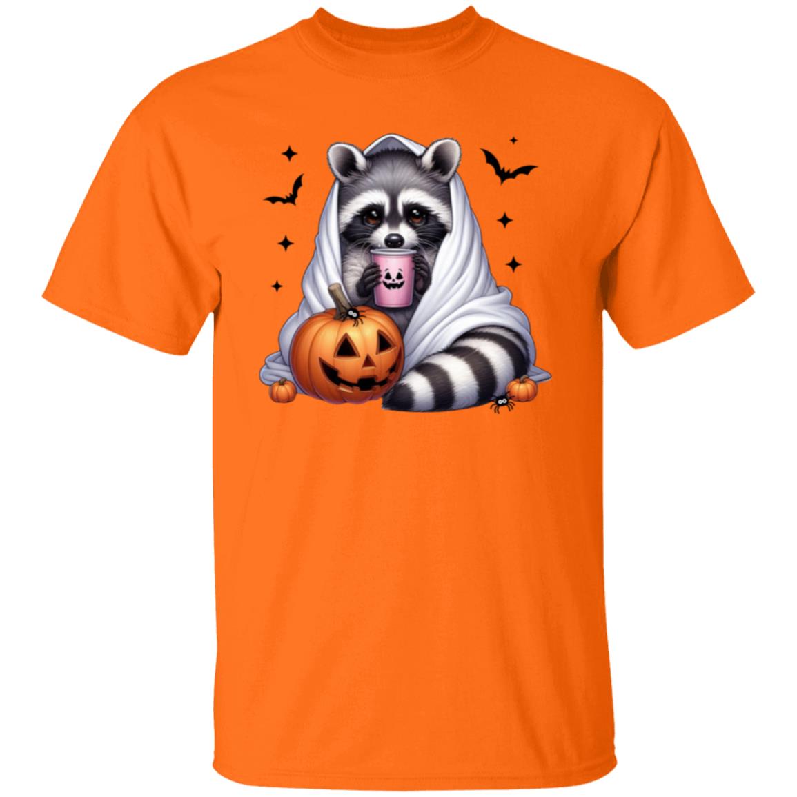 Racoon Cozy Coffee Pumpkin Ghost T-Shirt