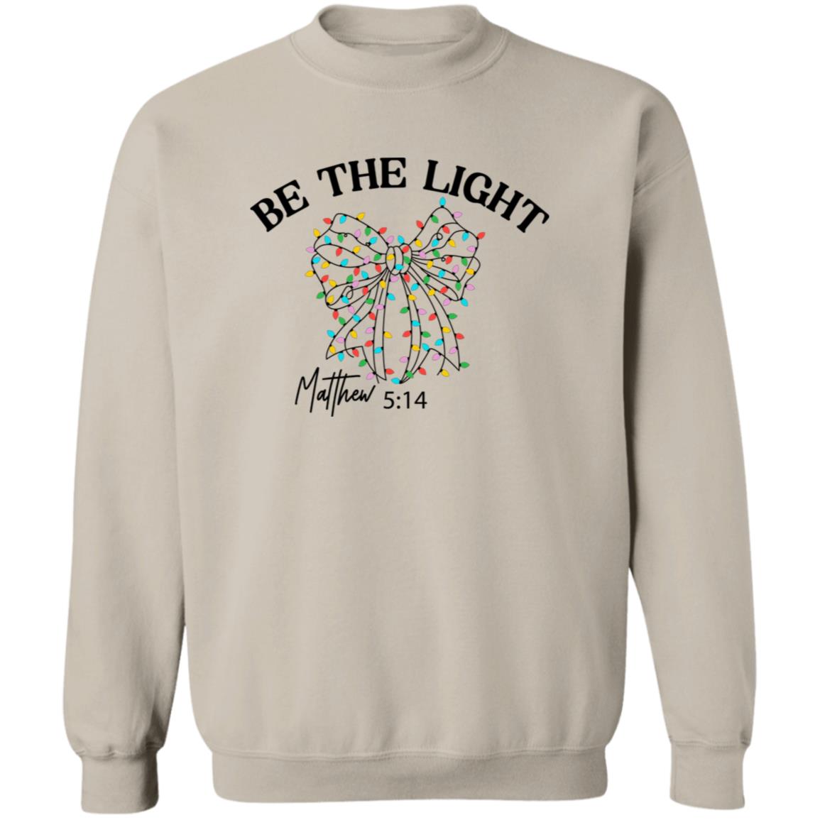 Be The Light Matthew 5:14 Bow Crewneck Pullover Sweatshirt