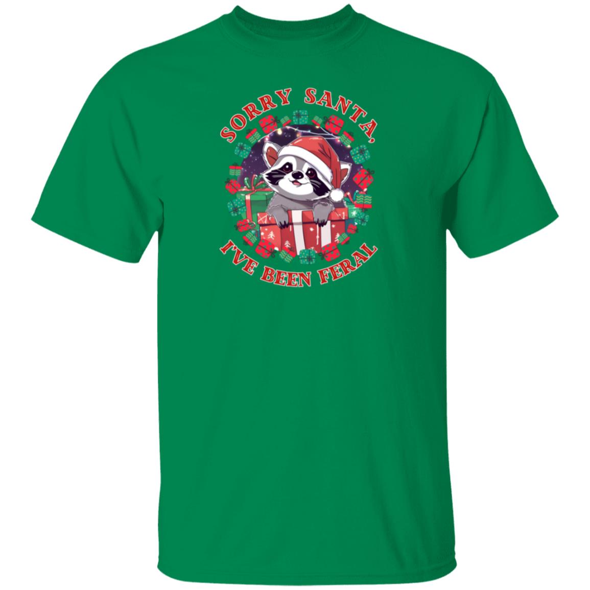 Sorry Santa, I've Been Feral Raccoon Christmas T-Shirt