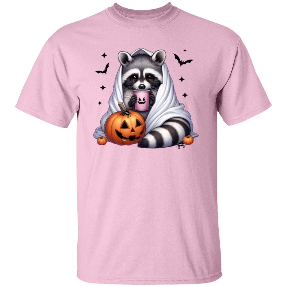 Racoon Cozy Coffee Pumpkin Ghost T-Shirt