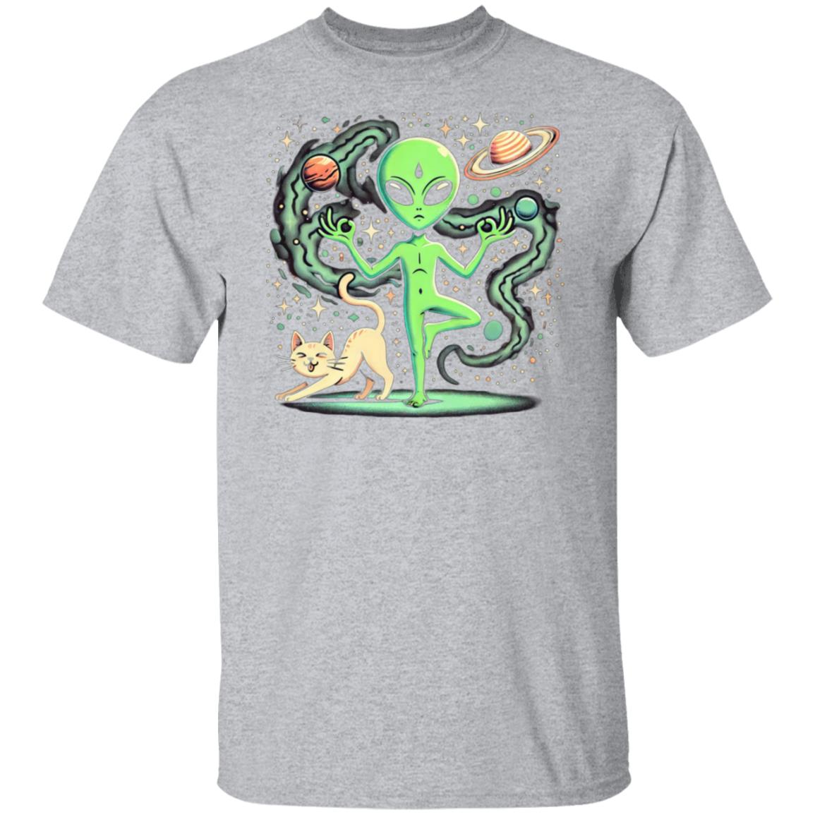 Alien & Cat Yoga Saturn T-Shirt